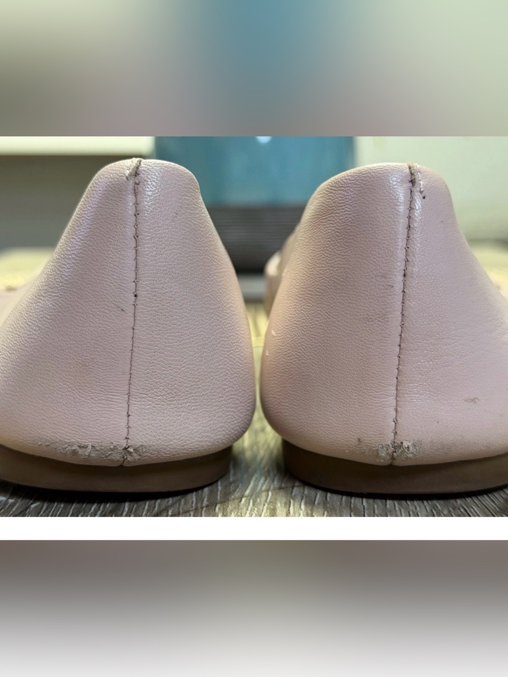 Tory Burch Benton 2 Sea Shell Pink Leather Ballet Flats Gold Logo Logo Sz 7.5 - Picture 5 of 9